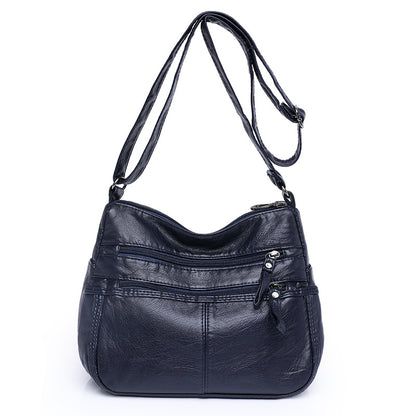 messenger bag shoulder washed soft leather middle aged and elderly versatile