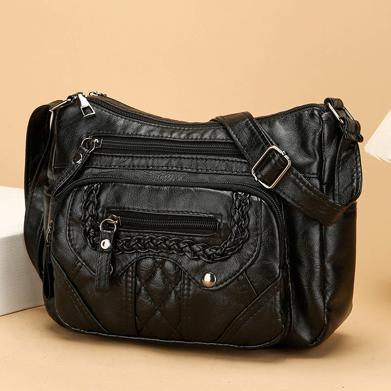advanced texture soft leather shoulder messenger bag