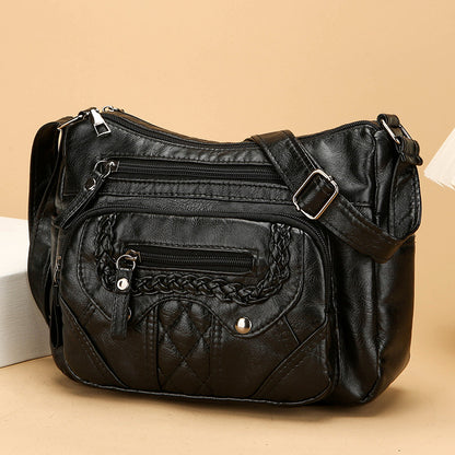 advanced texture soft leather shoulder messenger bag
