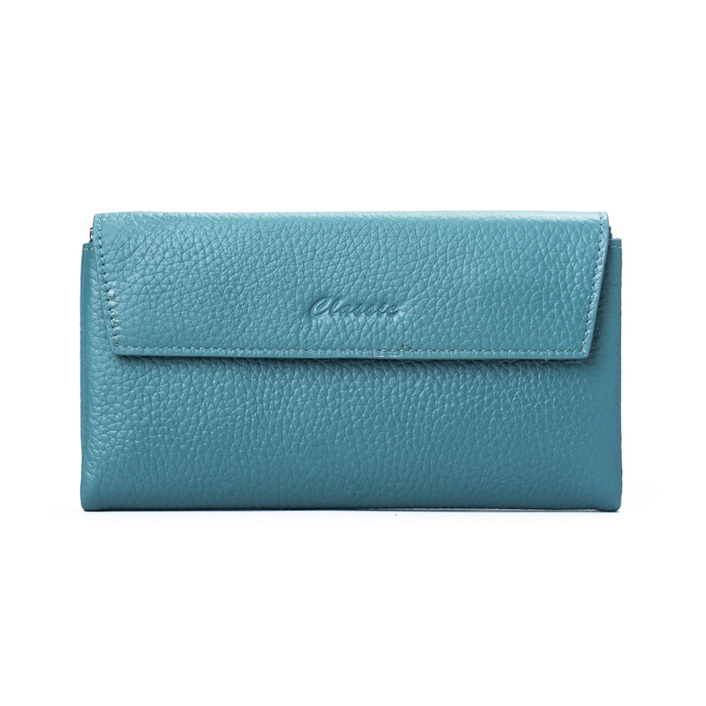 first layer cowhide hand held long high grade leather wallet