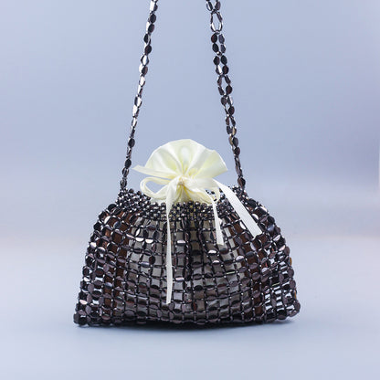 handmade flat beads woven large dumpling fashion trendy one shoulder handbag