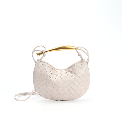 Woven Bag Fashion Cattlehide Leather Commuter Portable Shoulder Crossbody Bag