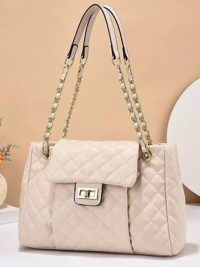 womens solid color simple embroidery thread rhombus large capacity chain shoulder messenger bag