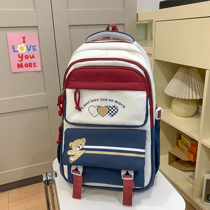 Student Portable Burden Alleviation Middle School High School Girl Large Capacity Backpack