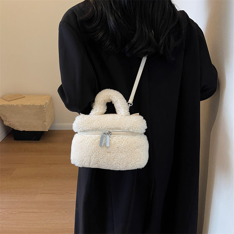 autumn and winter lamb wool niche popular womens bags plush portable