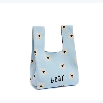 Simple All-match Bear Knitted Handbag