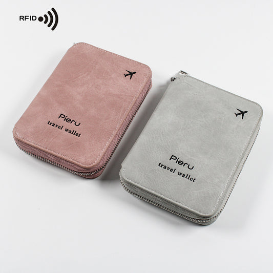 zipper passport holder multi functional rfid anti theft swiping outbound travel storage bag