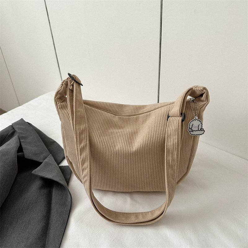 corduroy idle style all match artistic one shoulder messenger bag student casual female simple