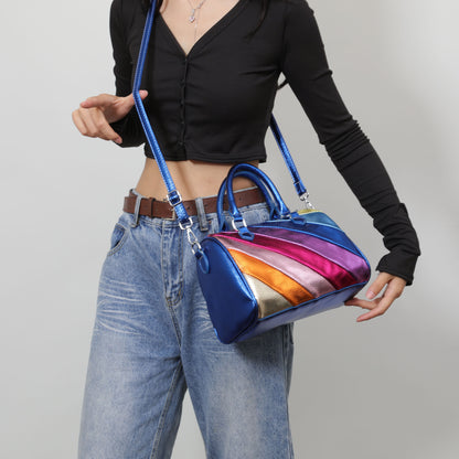 Color Contrast Patchwork Large Capacity Handbag