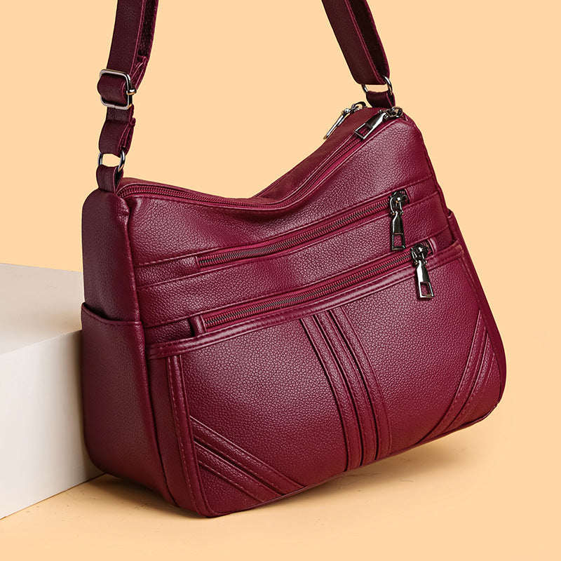 new soft leather textured crossbody bag for middle aged people women