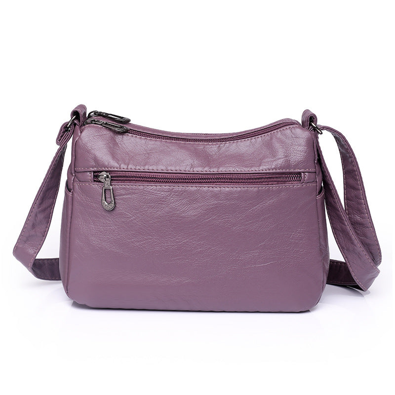 messenger bag shoulder washed soft leather middle aged and elderly versatile