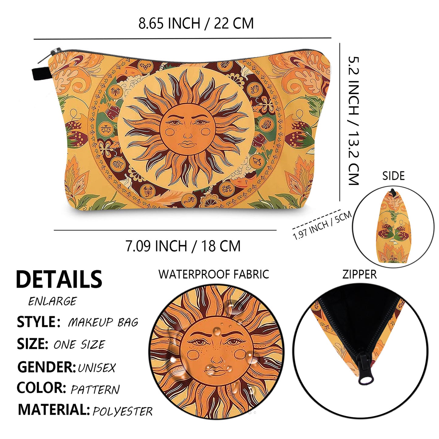 sunflower pattern european and american cosmetic bag