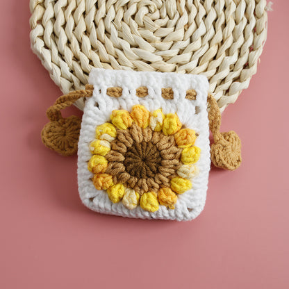 sweet sunflower hand woven mini drawstring coin purse