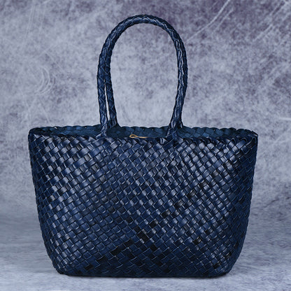 Woven Handmade Retro First Layer Cowhide Women Bag