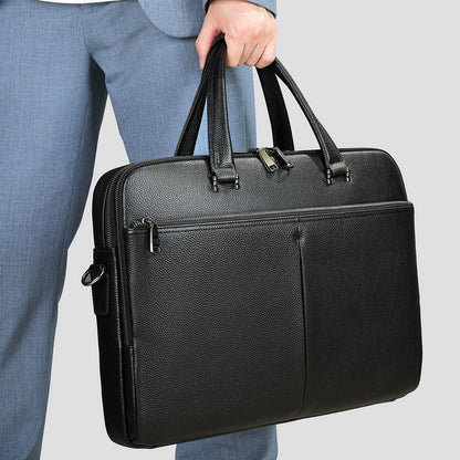 mens handbag horizontal briefcase large capacity first layer cowhide 17 inch computer bag