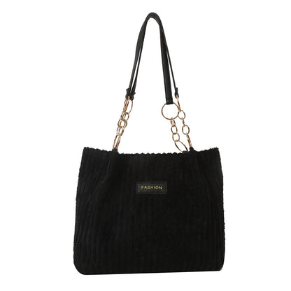 Corduroy Women's Large Capacity Thick Stripe Shoulder Bag