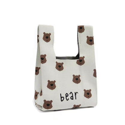Simple All-match Bear Knitted Handbag