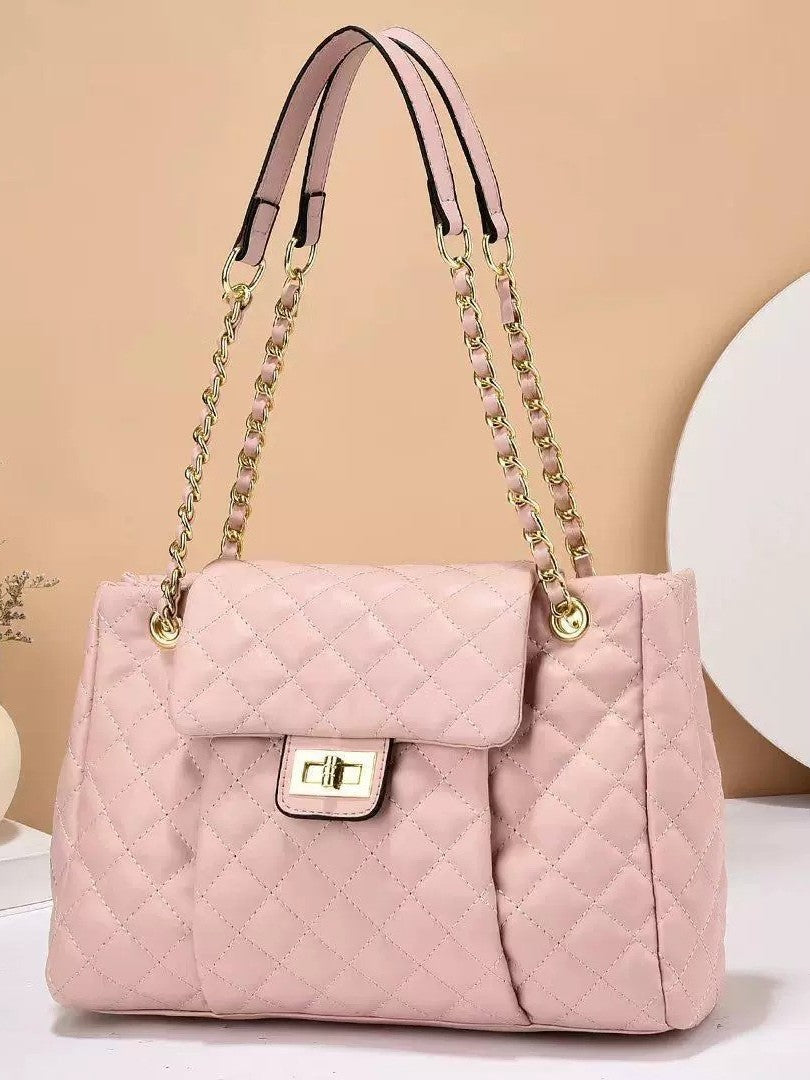 womens solid color simple embroidery thread rhombus large capacity chain shoulder messenger bag