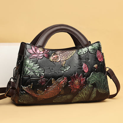 Elegant Retro Embossing Crossbody Large Capacity Shoulder Bag