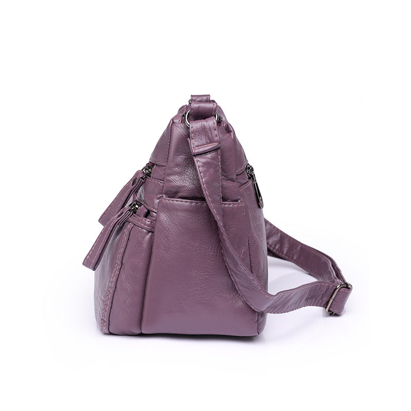messenger bag shoulder washed soft leather middle aged and elderly versatile