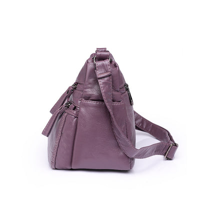 messenger bag shoulder washed soft leather middle aged and elderly versatile