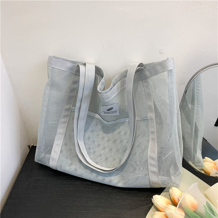 mesh handbag transparent shopping bag large capacity shoulder bag women