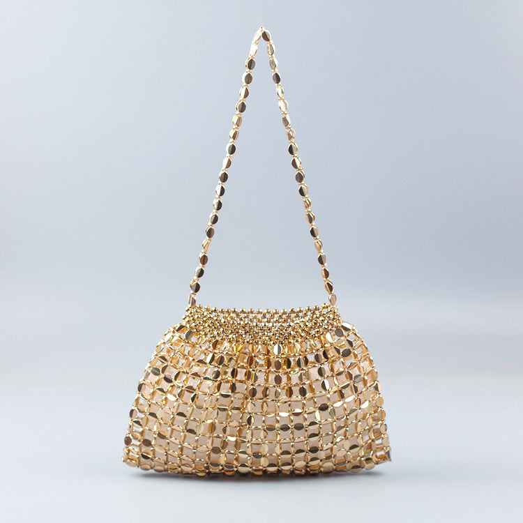 handmade flat beads woven large dumpling fashion trendy one shoulder handbag