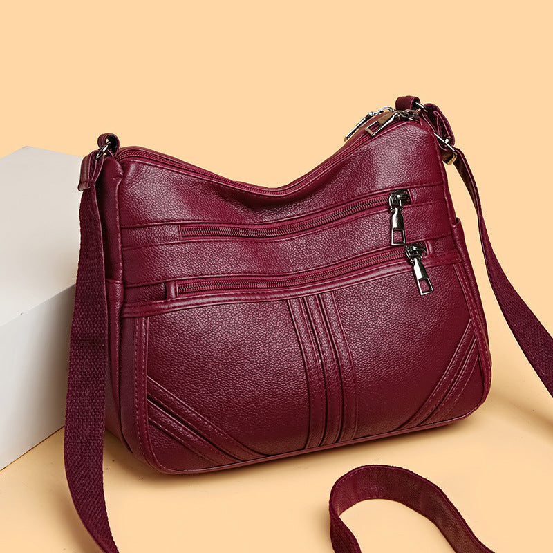 new soft leather textured crossbody bag for middle aged people women