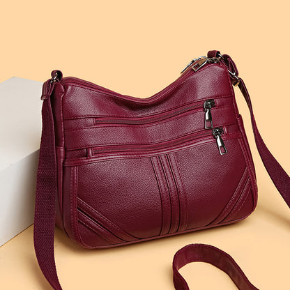 new soft leather textured crossbody bag for middle aged people women