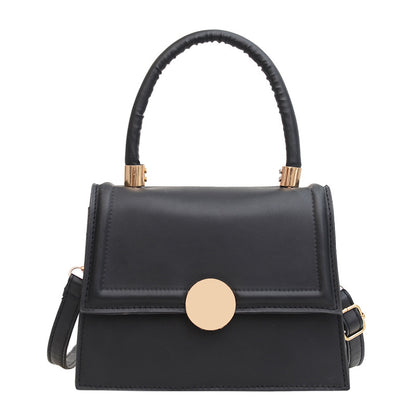 Lock Single Shoulder Crossbody Solid Color Textured Small Square Bag