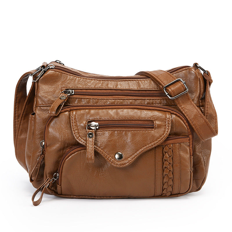 womens fashionable large capacity soft leather shoulder bag