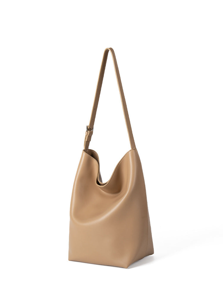 Large-capacity Bucket Solid Color Hand-carrying Shoulder Bag
