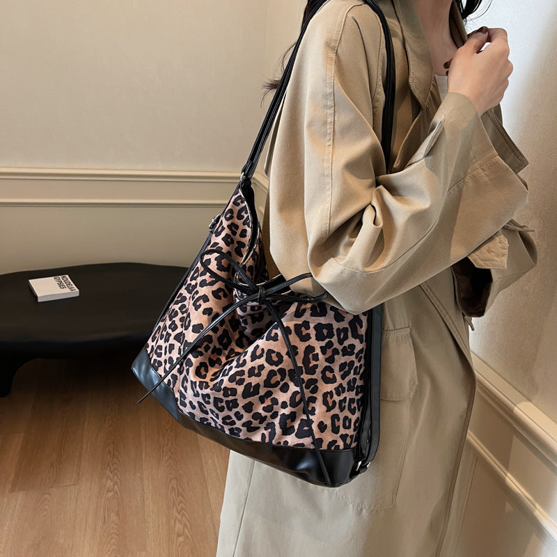 leopard print personality large capacity fashion backpack three purpose