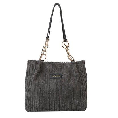 Corduroy Women's Large Capacity Thick Stripe Shoulder Bag