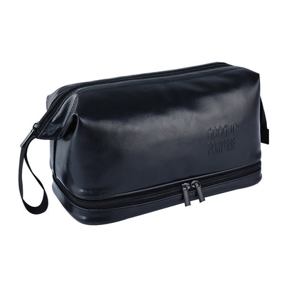 pu mens toiletry bag british style good looking double layer large capacity