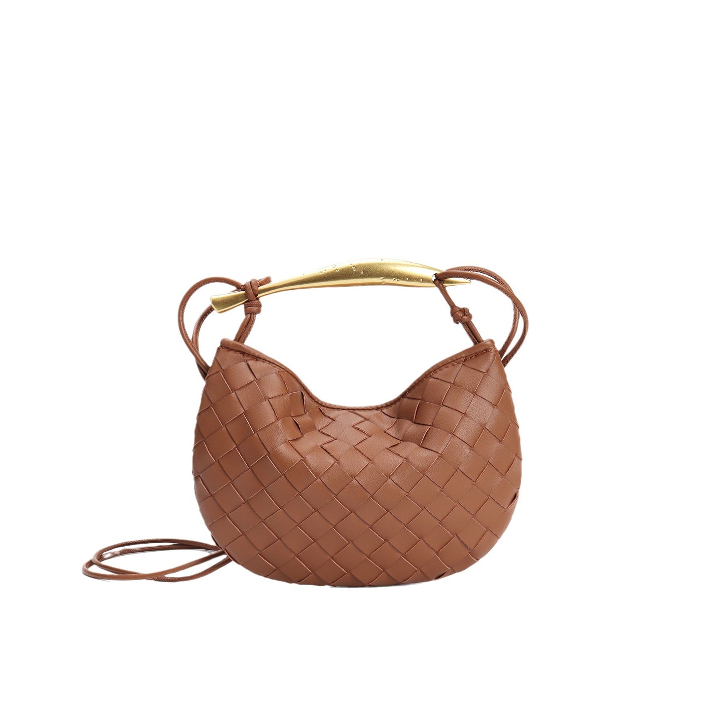 Woven Bag Fashion Cattlehide Leather Commuter Portable Shoulder Crossbody Bag