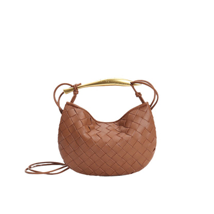 Woven Bag Fashion Cattlehide Leather Commuter Portable Shoulder Crossbody Bag