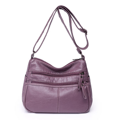 messenger bag shoulder washed soft leather middle aged and elderly versatile
