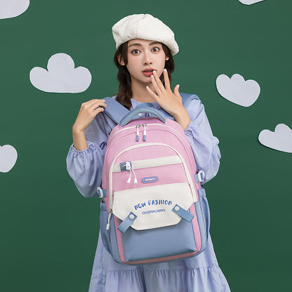 New Student Schoolbag Colorful Contrast Color Schoolbag