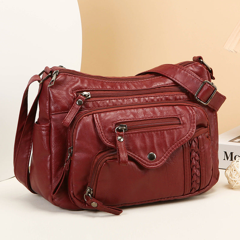womens fashionable large capacity soft leather shoulder bag