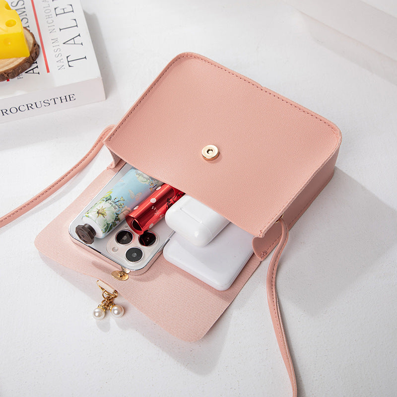 womens everyday joker contrast pearl pendant small square bag