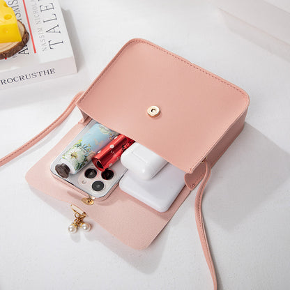 womens everyday joker contrast pearl pendant small square bag