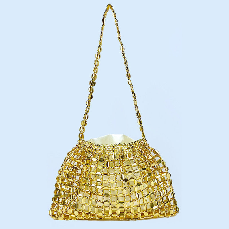 handmade flat beads woven large dumpling fashion trendy one shoulder handbag