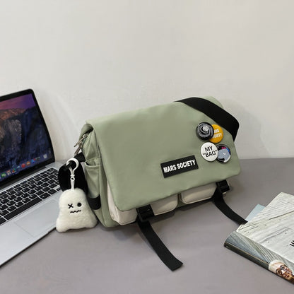 tooling korean style contrast color student shoulder bag japanese style retro color matching