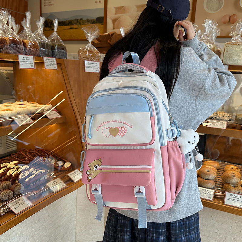 Student Portable Burden Alleviation Middle School High School Girl Large Capacity Backpack