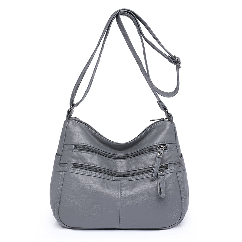 messenger bag shoulder washed soft leather middle aged and elderly versatile