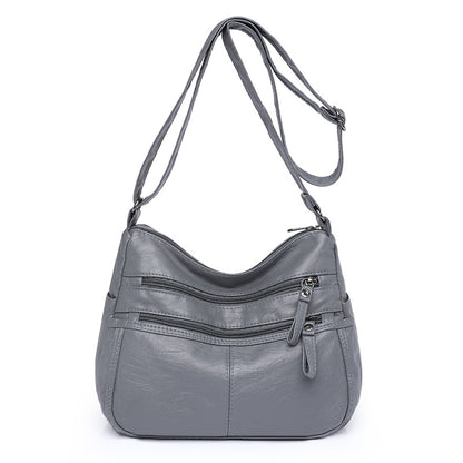 messenger bag shoulder washed soft leather middle aged and elderly versatile