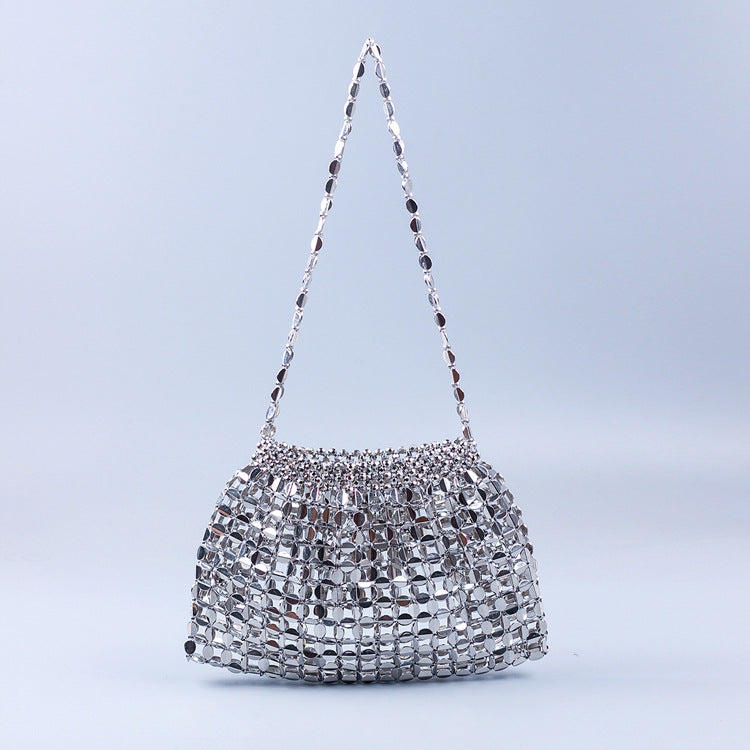 handmade flat beads woven large dumpling fashion trendy one shoulder handbag