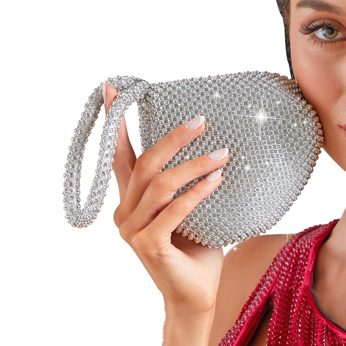 handmade rhinestone evening bag portable ladies