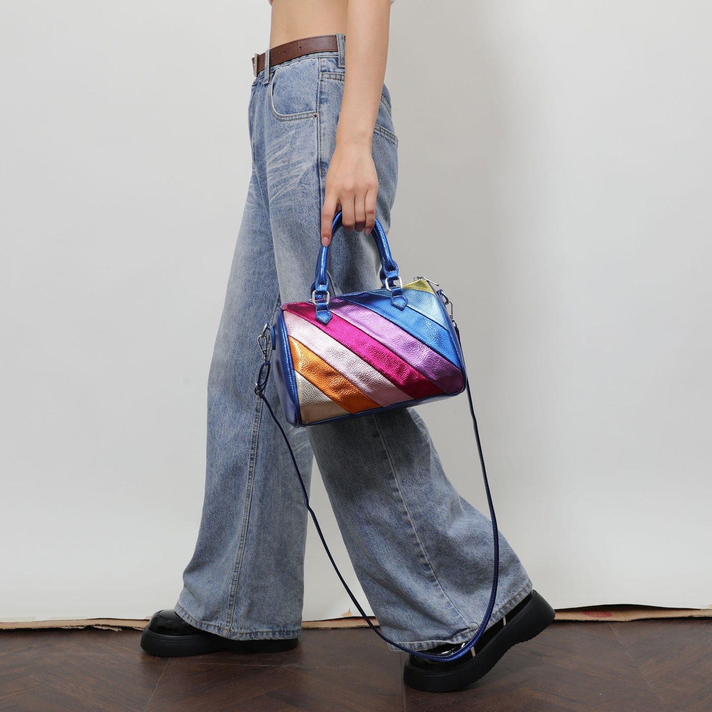 Color Contrast Patchwork Large Capacity Handbag
